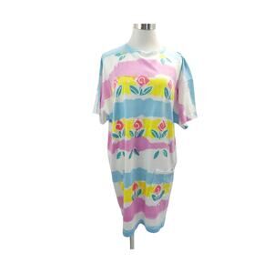 1980's Oversized T-Shirt, Cover-Up, Dress Hand Painted with Front Pocket